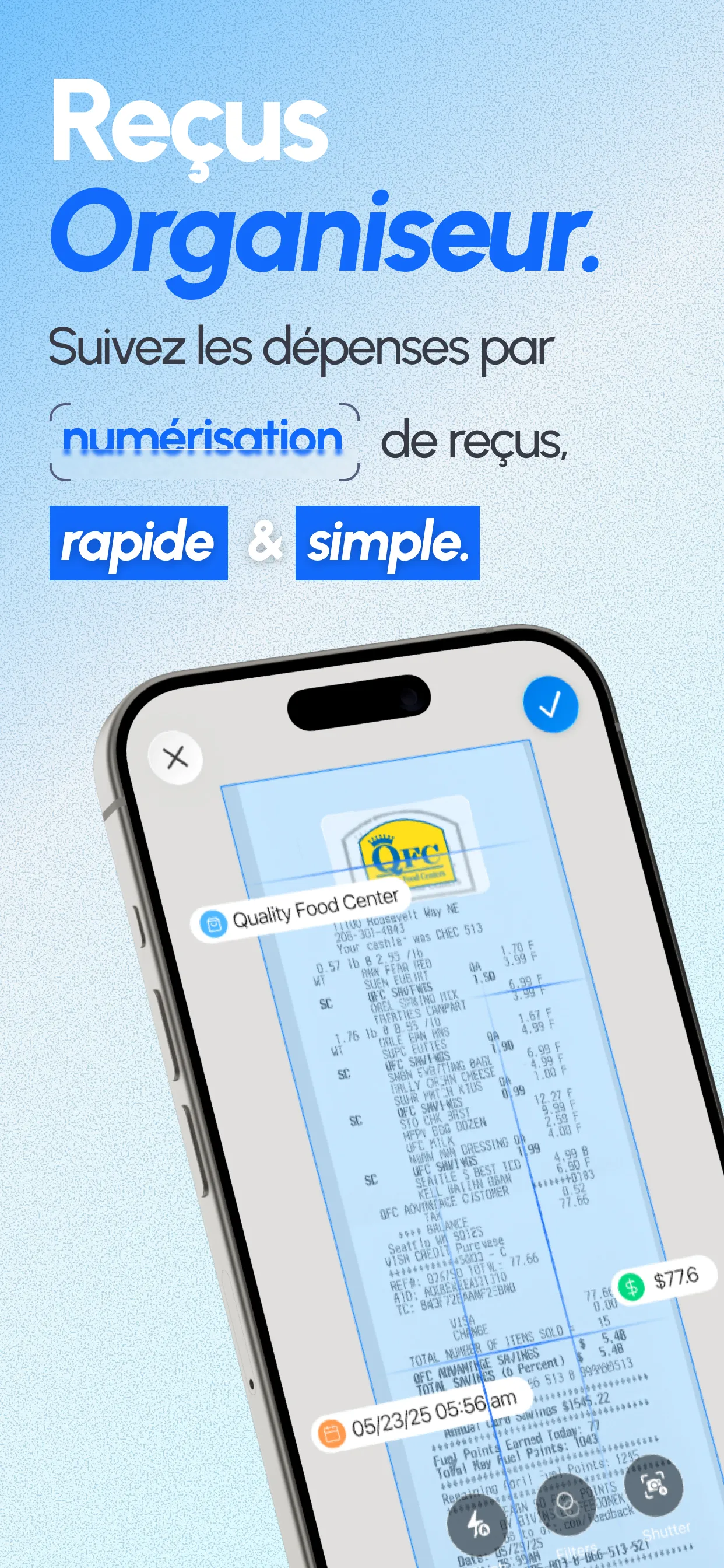 Tableau de bord de suivi des reçus