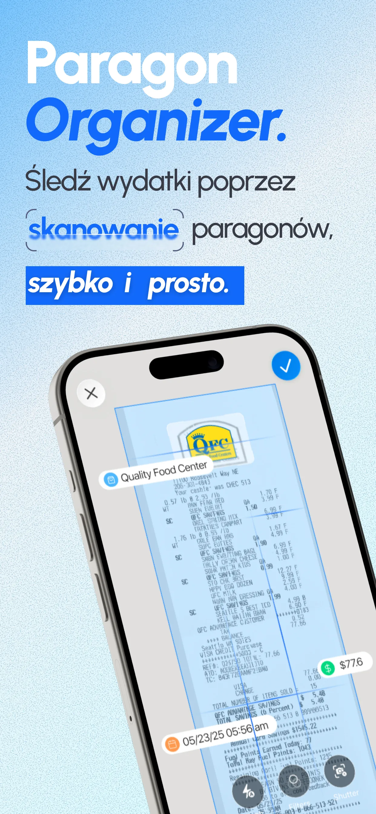 Pulpit nawigacyjny trackera paragonów