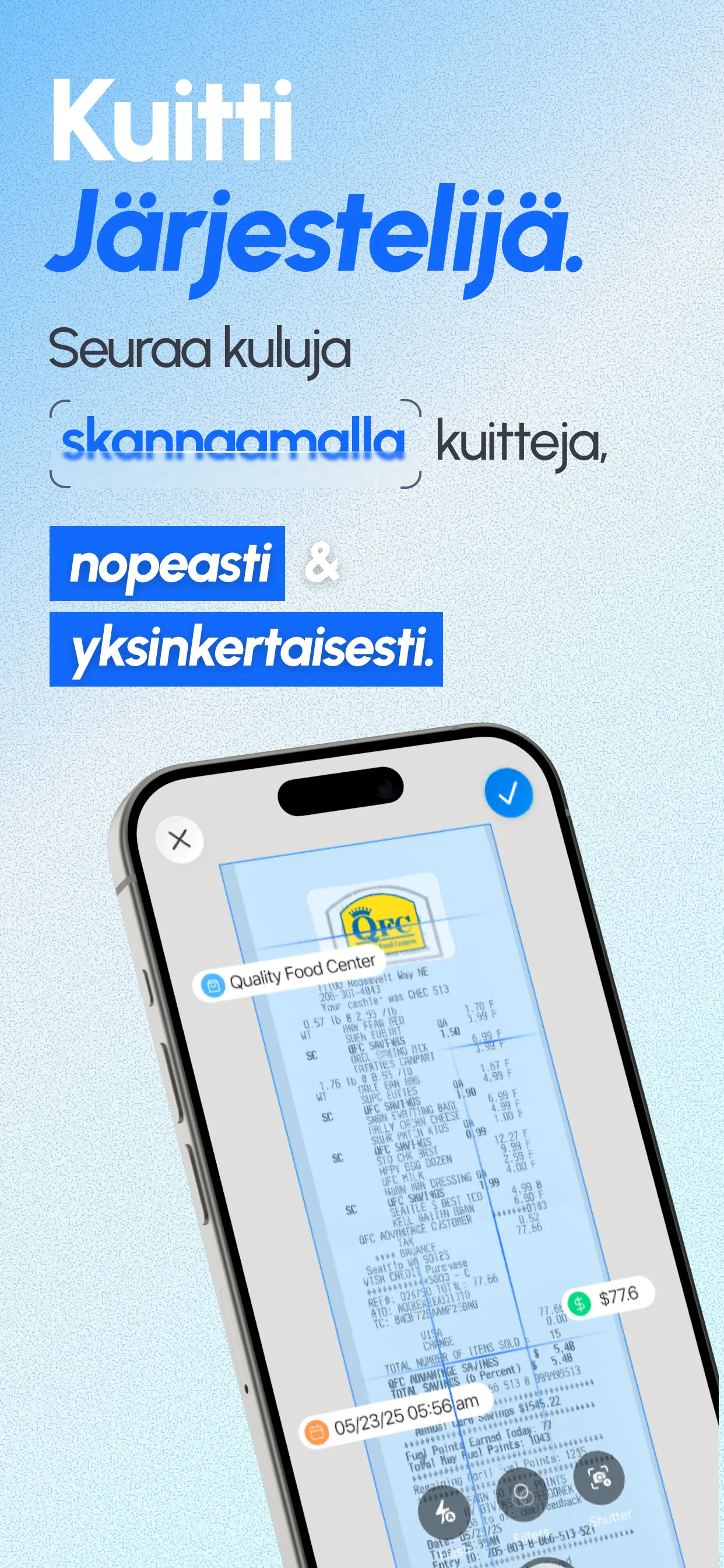 Kuittien seurannan hallintapaneeli