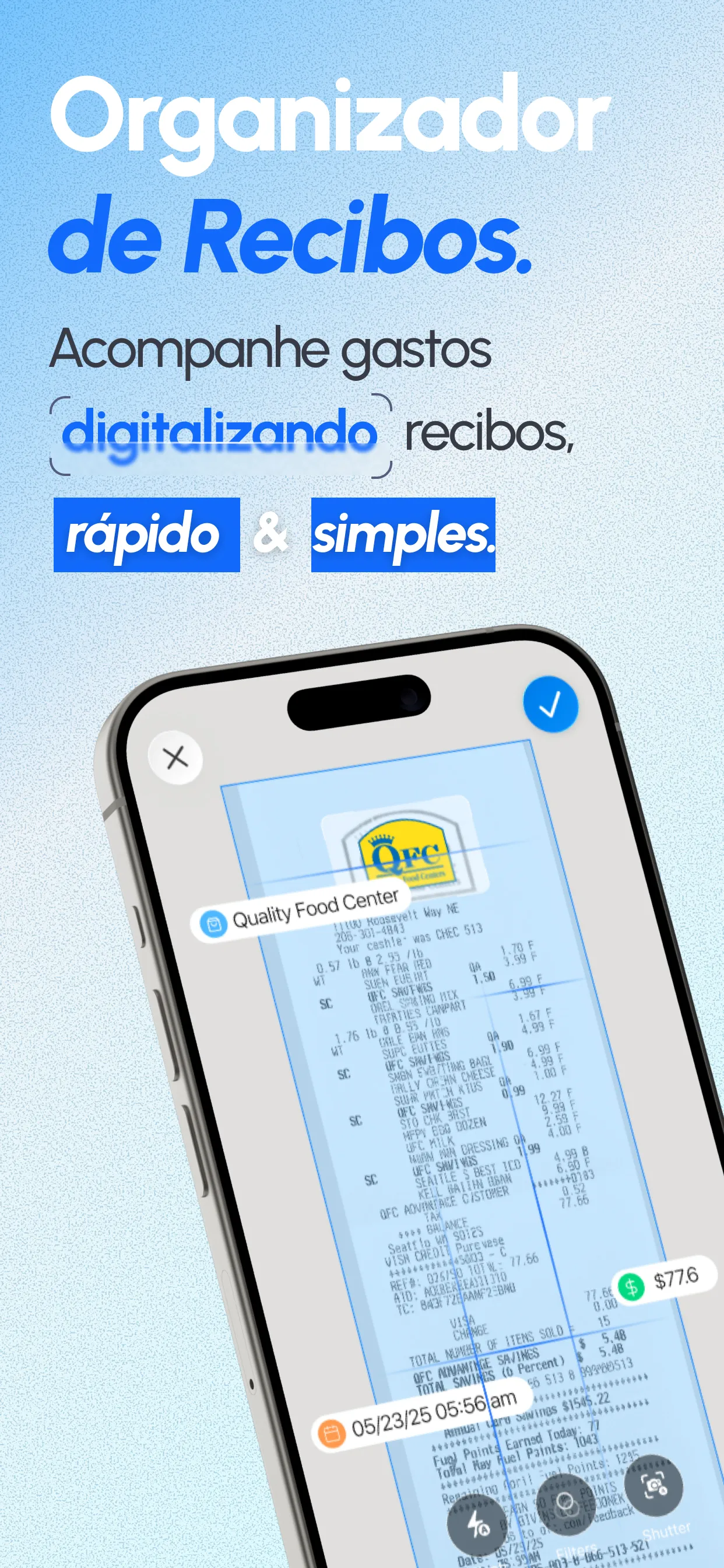 Painel do rastreador de recibos