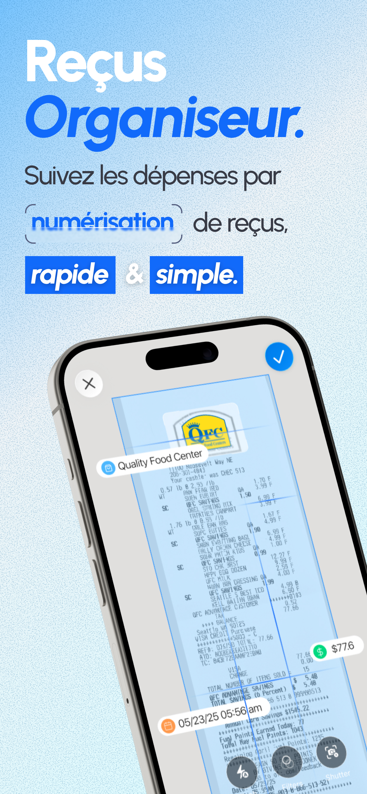 Tableau de bord de suivi des reçus