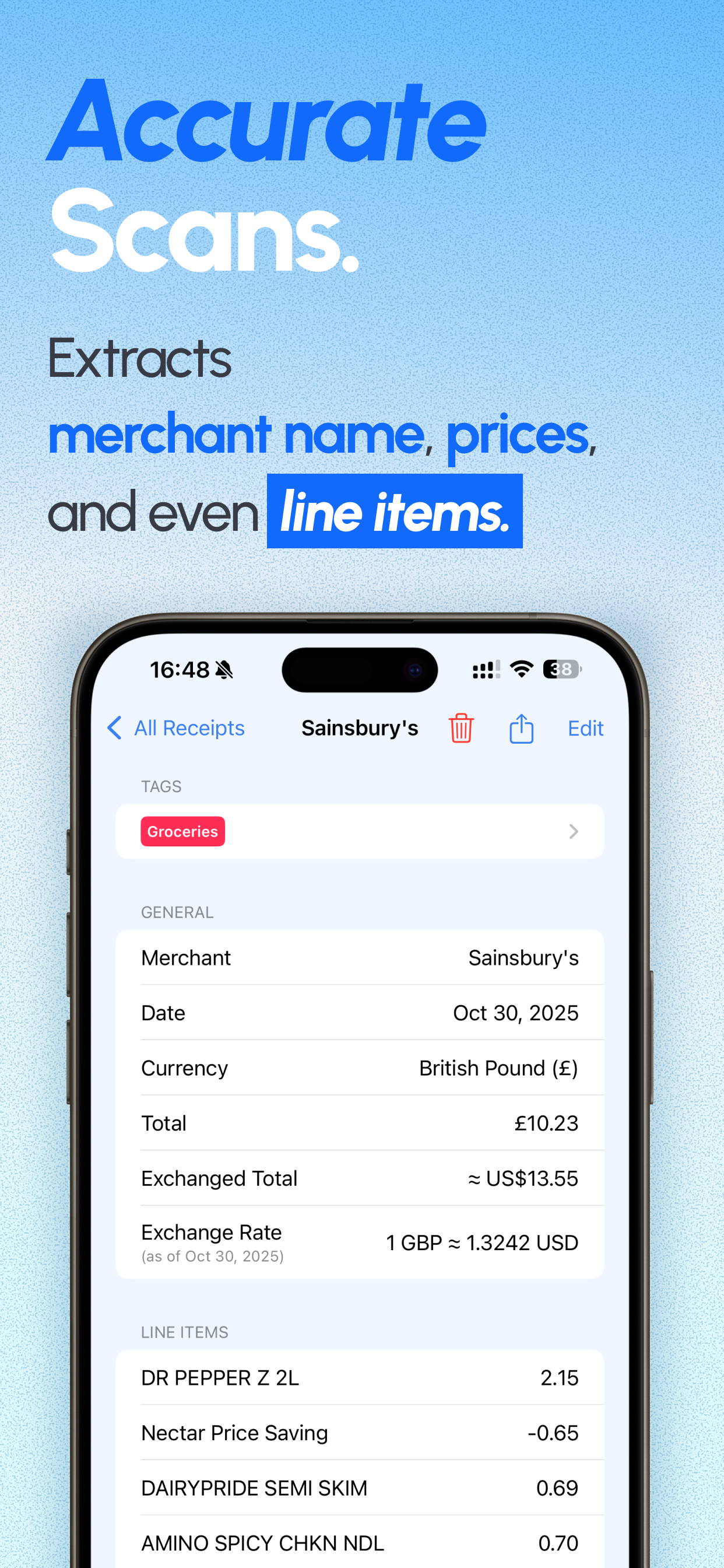 ReceiptGenie home screen